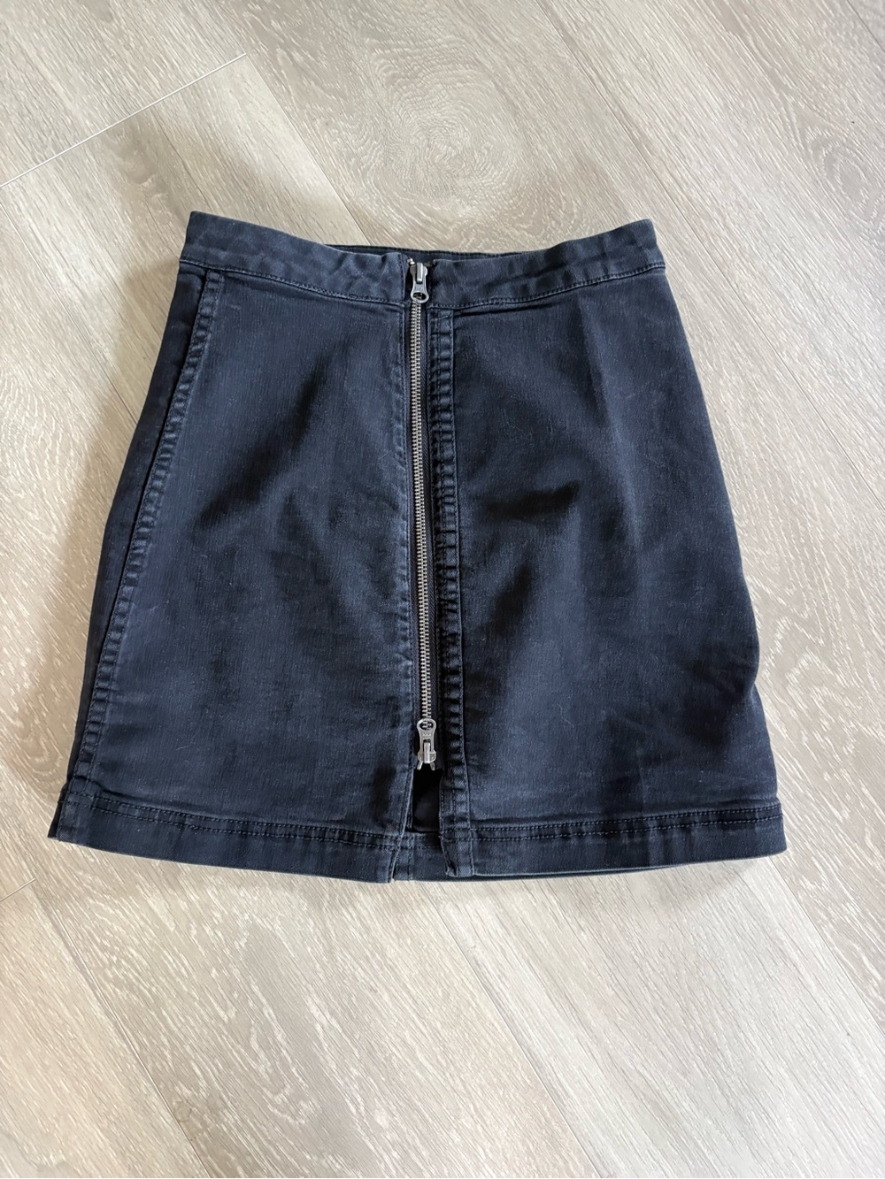 Free People Black This Way or That Way Denim Mini Skirt Size 2